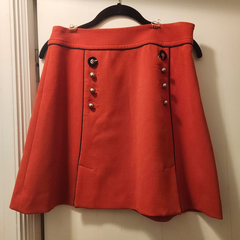 Anthropologie Leifsdottir Regatta Vibrant Orange A-Line Skirt Sz 4